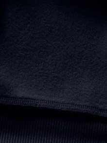 EURMUSE 100%Cotton Men Letter Patched Drop Shoulder Sweatshirt - Navy Blue - View 6