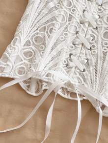 Soleia Plus Size Women White Textured Elegant Bandeau Top - White - View 7