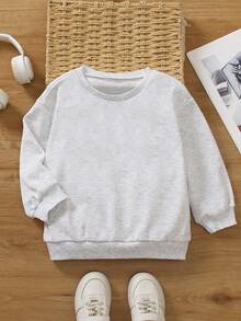 Boys' Minimalist Print Crew Neck Long Sleeve Sweatshirt - Light Grey - View 2