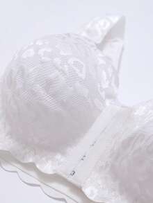 1 件女士蕾丝前扣无钢圈文胸 - 白色 - 查看 5