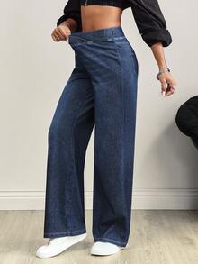 Flexra Women's V-Shaped Cross Design Elastic Waist Pocket Distressed Fashionable Jeans