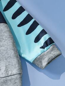 SHEIN Perso Play 2pcs Young Boy Cute Dinosaur Print Sweatshirt And Sweatpants Set. Featuring A Fun Dinosaur Pattern And Stylish Design - Multicolor - View 5