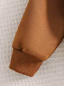 SHEIN 幼儿男童圆领动物印花套头衫搭配休闲运动裤，可爱的运动休闲风格，适合室内外穿着 - 棕色 - 查看 7