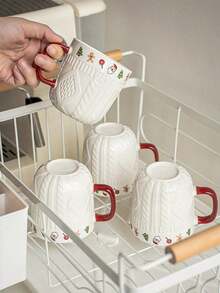 Cirelle 1 个圣诞杯，带有圣诞毛衣浮雕图案，11.8 盎司圣诞马克杯，配有可爱的圣诞树姜饼人糖果，用于咖啡牛奶水拿铁摩卡卡布奇诺完美的圣诞礼物节日餐具、圣诞装饰、圣诞礼物 - 彩色 - 查看 6