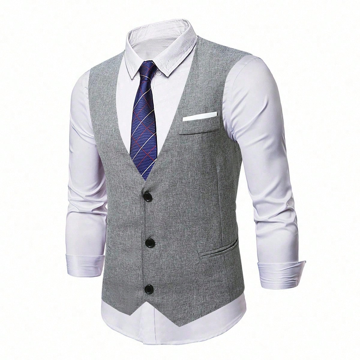 Chaleco de traje de hombre de botonadura sencilla, gris, otoño, casual de negocios, ropa formal de oficina, chaleco sin mangas, estilo de dinero anti
