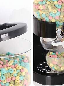 [Giải pháp lưu trữ nhà bếp] Hộp đựng ngũ cốc ăn sáng hai ngăn sáng tạo, hộp đựng yến mạch chống ẩm màu đen - màu đen - Xem 4