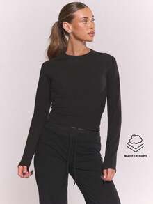 Musera Sport Sport Fitted Long Sleeve Top Winter Active Sport Gym Workout Lounge - Black - View 1