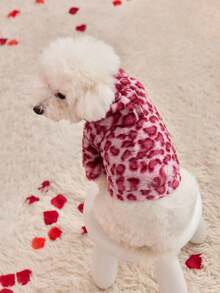 PETSIN 1pc Pet Universal Autumn/Winter Pink Leopard Fluffy Print Stylish Warm Dog Hoodie Sweatshirt - Multicolor - View 7