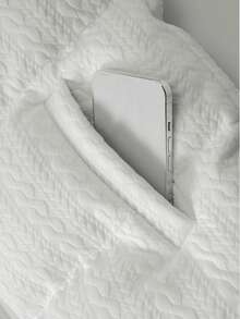 Manfinity CasualCool 男士秋冬针织提花连帽绗缝长袖羽绒服，宽松休闲舒适，男友礼物，街头风 - 白色 - 查看 4