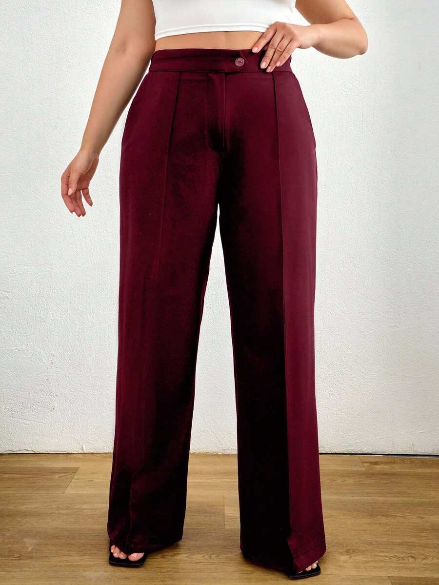 EURMUSE Quần túi cỡ lớn dành cho nữ, Quần vest công sở - Màu Đỏ Sâu - Xem 1