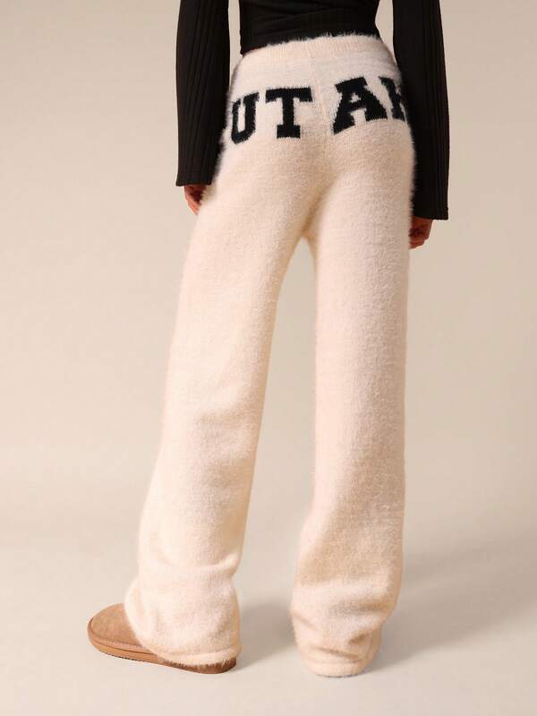 SUMWON Cozy Fleece Sweatpants With Logo Print For Casual Winter Comfort And Warmth