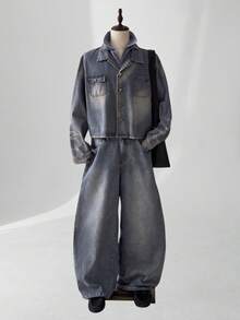 ESTAVOR Men's Casual Retro Denim Jacket, Autumn - Light Wash - View 2