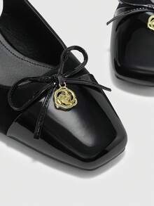 CUCCOO BIZCHIC Giày bít mũi cổ điển gót thấp màu đen dành cho nữ, thích hợp cho mùa xuân và Giáng sinh. - màu đen - Xem 8