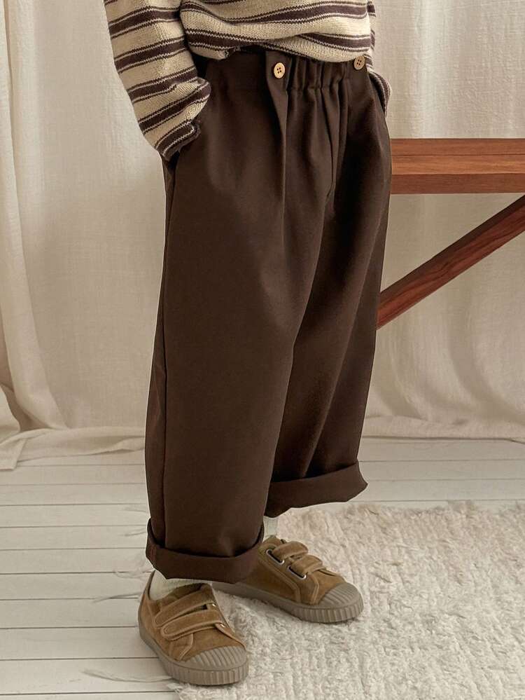 Young Boy Casual Versatile Commute Loose Solid Color Pants