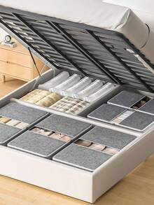 1pc Extra Wide Under The Bed Storage Box Large Capacity Flat Design Drawer Style Organizer For Clothes Blankets Seasonal Clothing Bed Frame Space Saving Household Closet Multipurpose Container - Dark Grey - View 12