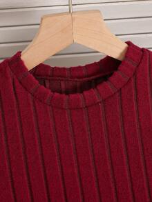 Vestito elegante vintage natalizio rosso in rete con maniche lunghe e vita stretta per ragazze pre-adolescenti, vestito a maniche lunghe con pois e costine rosse adatto per Ognissanti, Natale, Capodanno, primavera e autunno - Bordò - Visualizzare 5