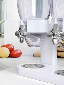 [Solución de almacenamiento de cocina] Dispensador de cereals para el desayuno de doble cubo creativo, recipiente de almacenamiento de avena, caja de conservación a prueba de humedad Blanco - Blanco - Ver 7