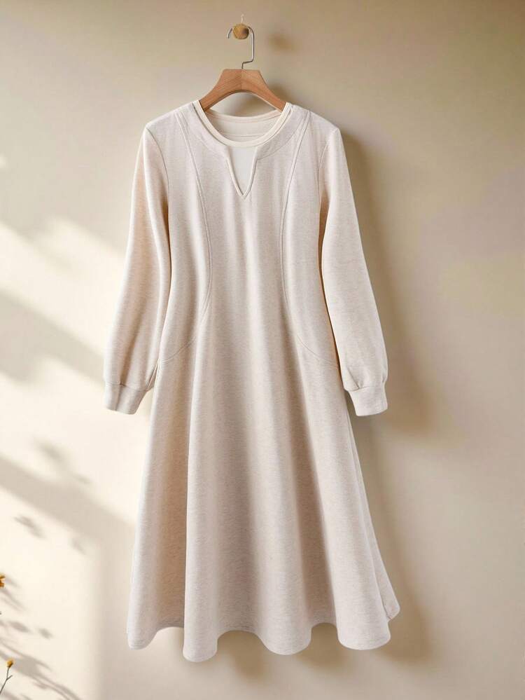 Women's Casual Solid Color Minimalist Long Dress One-Piece Dress Ladies Autumn Winter  Dress Women New Year Women Elegant Clothes For New Year Women Dresses Autumn Winter  Neutral Dresses For Women