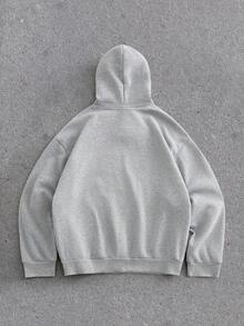 EASEVO Große Größen Lässiger, vielseitiger grauer Kapuzenpullover für Herren, Langarm-Oberteil - Grau - Übersicht 2