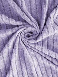 EMERY ROSE Women's Solid Color V-Neck Drop Shoulder Long Sleeve Ribbed Casual T-Shirt - Mauve Purple - View 5