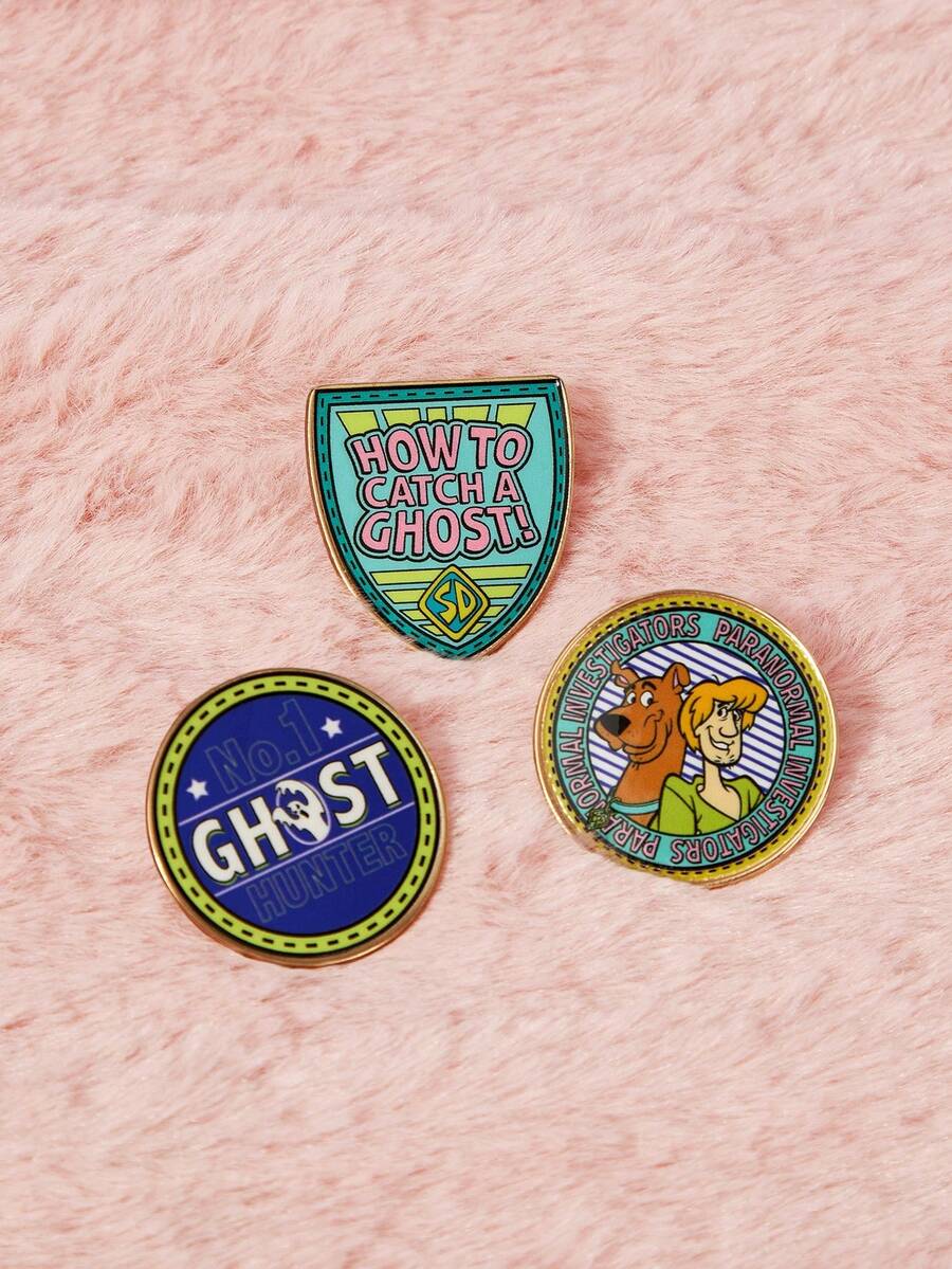 SCOOBY-DOO X SHEIN Trâm cài áo, ghim cài ve áo và vòng cài khăn dành cho nữ. - Vàng - Xem 1