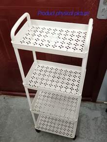 Carrito de almacenamiento multifuncional con ruedas giratorias - Un dispositivo de almacenamiento multifuncional adecuado para cocinas, salas de estar y dormitorios - Puede almacenar libros, bocadillos, etc. - Estructura de plástico resistente, carrito multifuncional, estantes verticales - Multicolor - Ver 5