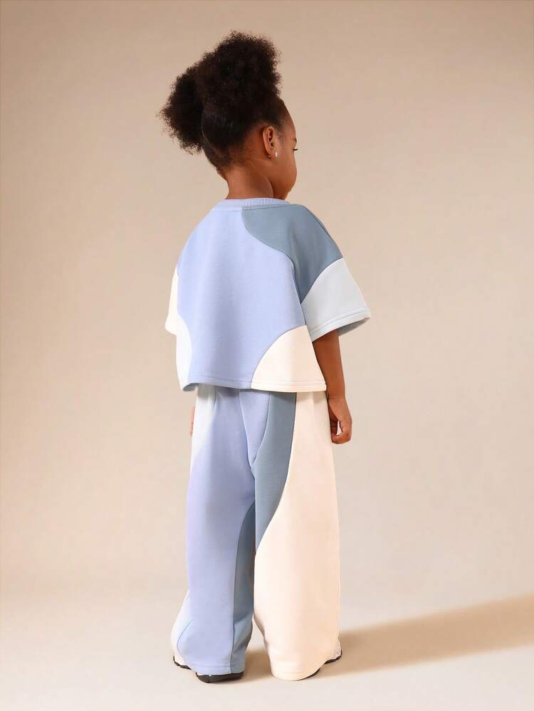 Set coordinato con pantaloni a gamba larga e blocchi di colore Swirl