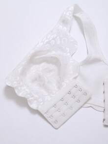 1 件女士蕾丝前扣无钢圈文胸 - 白色 - 查看 10