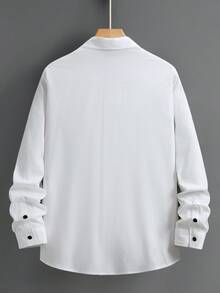 Manfinity Homme Men's Fashionable Casual Textured Fabric Long Sleeve Shirt Men S Button Up Shirt Men S Shirts White Men Shirt White Button Up Men Men White Button Up Shirt Long Sleeve Men Shirt Men White Casual Shirts Men Casual Shirts Casual Shirt With Two Pockets Long Sleeve For Men Old Money Daily Leisure, Weekend Trips, Outdoor Activities, Travel Expeditions, Relaxed Work Environments Or Semi-Formal Occasions,Boyfriend/Husband Gift, Anniversary Gift Christmas Outfits - White - View 2