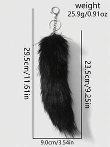 ROMWE Grunge Punk 1件Y2K复古可爱个性化多功能高品质棕色渐变仿毛皮狐狸尾巴DIY钥匙扣包饰，适合女性/女孩日常佩戴，节日礼物 - 黑色-11 - 查看 8