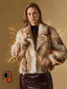 Briarwyn 复古渐变色仿皮草夹克，秋冬，女士冬季外套，女士冬季夹克，新年女装，复古风女装，万圣节女装 - 米色 - 查看 8