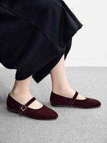 CUCCOO BIZCHIC 女士时尚通勤百搭休闲玛丽珍平底鞋 - 咖啡棕 - 查看 5