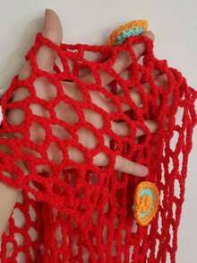 Swim Mod 加大码女式钩针编织海星沙滩披肩围巾罩衫 - 紅色 - 查看 7