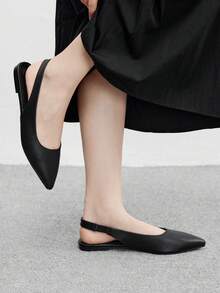 CUCCOO BIZCHIC 女士时尚黑色尖头平底鞋，简约通勤百搭乐福鞋 - 黑色 - 查看 3
