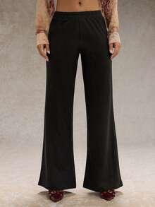 SHEIN Glamour 女式高腰修身针织裤 - 黑色 - 查看 3