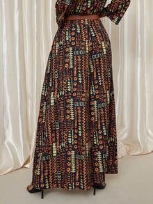 Eryvara Quần ống rộng họa tiết châu Phi thời trang dành cho nữ - Nhiều màu - Xem 2