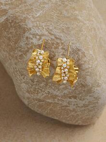 Opalesca 女士圈形耳环，服饰，复古风，婚礼/新娘配饰，仙女风/仙子风，珍珠，金属质感/纹理，秋冬，优雅，适合妈妈/女士/女孩/母亲，高级，复古，叠戴 - 金色 - 查看 1