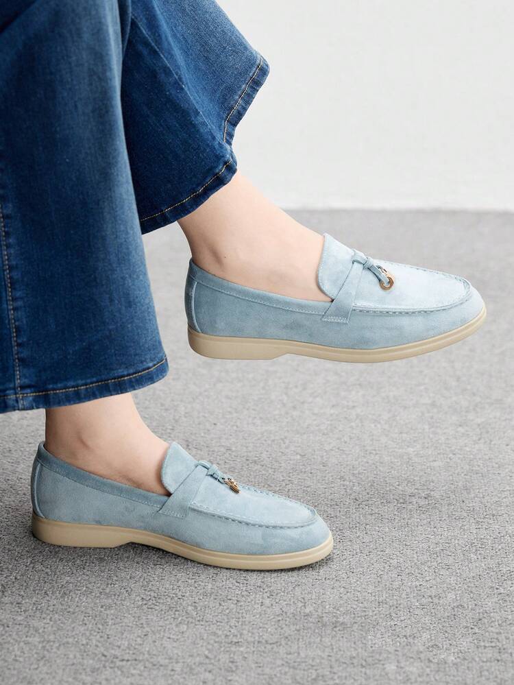 CUCCOO BIZCHIC Women's Fashion Sky Blue Suede Comfortable Casual Loafers, Suitable For Commuting, Outdoor, Shopping, Work, Daily Wear For Christmas Spring Shoes