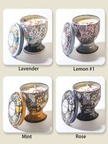 1 件/4 件干花香薰蜡烛，高脚杯罐和三芯蜡烛款式，图案优雅，适合装饰、芳香疗法和节日装饰，是馈赠亲朋好友的绝佳礼物，提供单盒或 4 件套礼品套装 - 彩色 - 查看 7