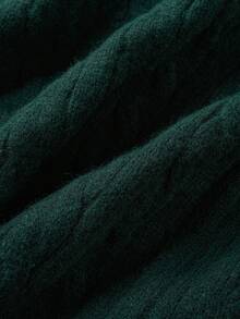 Airaco Pony Knitted Twist Rope Crew Neck Sweater - Dark Green - View 7