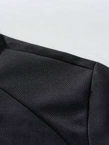 Manfinity Homme Men's Breathable Stand Collar Chef Shirt For Daily Wear,Men's Stand Collar Contrast Piping Single-Breasted Black Chef Shirt Chef Jacket Men Mandarin Collar Men Long Sleeve Chef Jacket Chef Uniform Jackets For Men Long Sleeve Men's Chef Coat Long Sleeve Chef Uniform - Black - View 5