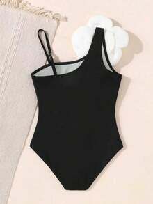 Emery Rose Kids Emery Rose Kids 年轻女孩修身休闲简约舒适连体泳衣，撞色 3D 花卉装饰，热带海滩碎花印花蝴蝶结装饰连体泳衣，适合夏季海滩度假、妈妈和女儿及姐妹同款风格搭配、家庭度假、假期