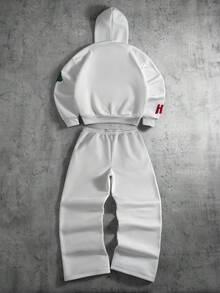 PAVTROS Set bărbătesc cu hanorac și pantaloni de trening brodați cu broderie de Crăciun, pentru iarnă