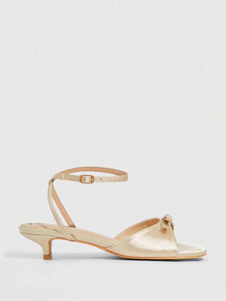 CUCCOO SZL Women's Bow Decor Fashion Buckle Design Daily Wear Stiletto Sandals For Christmas