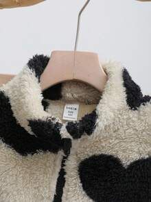 SHEIN Moletom Folgado e Fofo com Estampa de Coração para Meninas Pré-Adolescentes, Casual e Versátil - Caqui - Visão 3