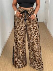 Eryvara Quần ống rộng dáng suông họa tiết da báo, cạp chun co giãn, dành cho nữ / Có túi / Nơ ren ruy băng tương phản / Thích hợp cho mùa xuân, hè, thu và đông / Đa năng, gợi cảm, mặc ở nhà / Mùa tựu trường / Phong cách đường phố / Quần dự tiệc, quần thu, quần xuân cho nữ - Nhiều màu - Xem 6