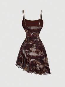 SHEIN MOD Đầm hai dây ngắn kiểu dáng cổ điển thanh lịch với vạt bất đối xứng dành cho nữ, đầm hè, đầm sinh nhật cho nữ, đầm dự tiệc cho nữ, phong cách cổ tích, đầm đi chơi, đầm dự đám cưới mùa xuân, đầm dạ hội, đầm thanh lịch cho nữ, đầm tốt nghiệp, đầm màu nâu cho nữ, trang phục nghỉ hè, trang phục ngày lễ, trang phục Valentine cho nữ, trang phục mùa xuân cho nữ, đầm đi biển, đầm phối họa tiết. - Cà phê nâu - Xem 2