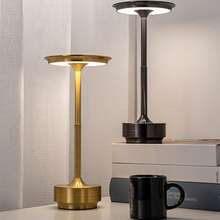 现代可调光触摸灯，3种色温，拉丝金属饰面，便携式无线铝制夜灯，可调节照明，可充电锂离子电池，适用于家居、办公室、酒吧装饰 - 均碼 - 查看 4