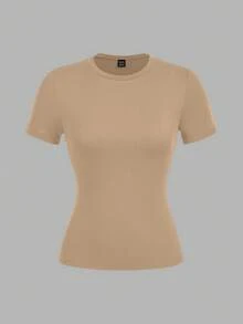 SHEIN EZwear Bộ 2 áo thun tay ngắn cổ tròn đơn giản, tối giản, thích hợp cho mùa xuân/hè - Nhiều màu - Xem 9