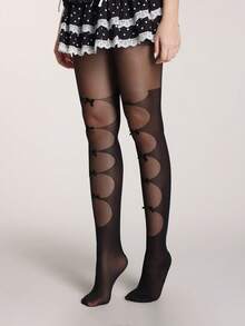 ROMWE Grunge Punk 1件装不对称性感丝袜/连裤袜/打底裤（女士款） - 黑色 - 查看 4